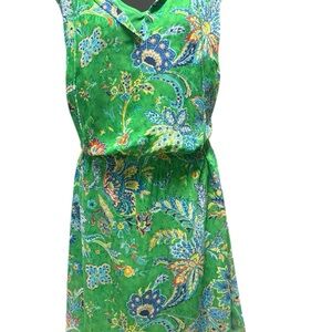 LAUREN RALPH LAUREN PLUS SIZE GREEN FLORAL PAISLEY SLEEVELESS BOHO DRESS SZ 16W